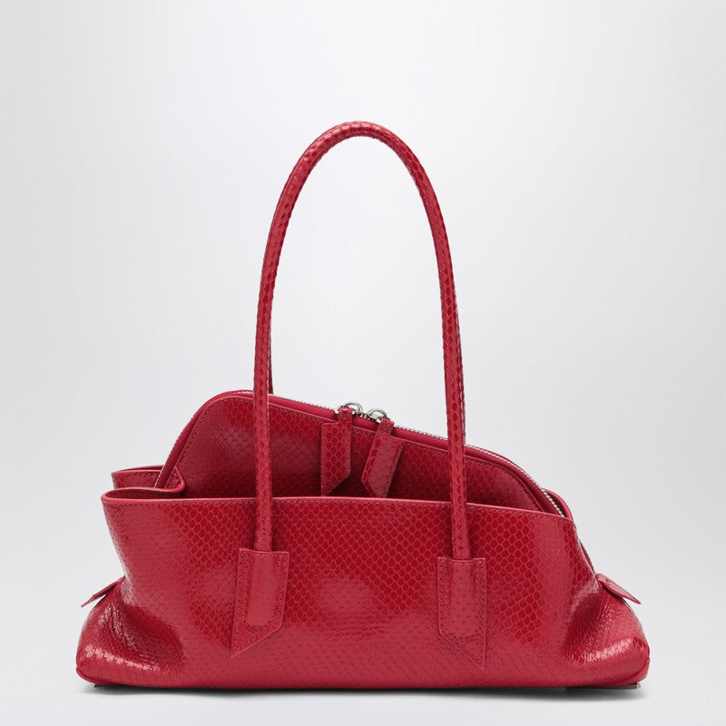 The Attico La Passeggiata Small Red Python-Print Shoulder Bag Red