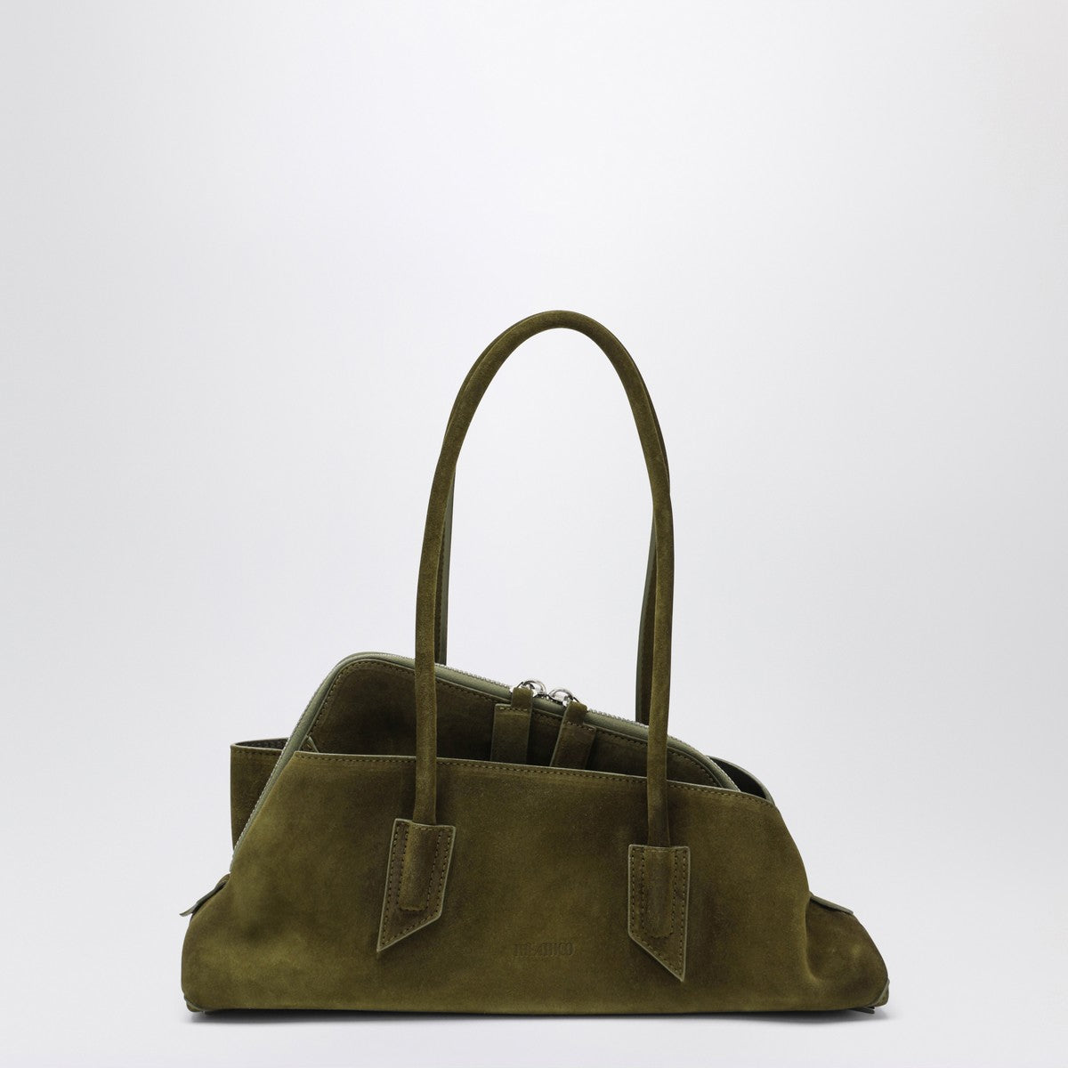 The Attico La Passeggiata Small Shoulder Bag in Beige Suede
