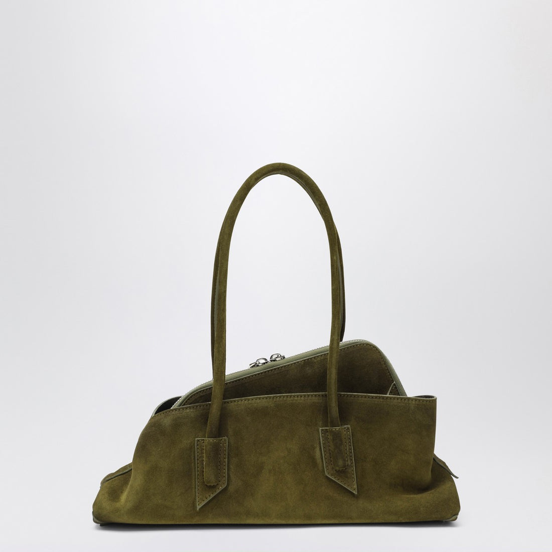 The Attico La Passeggiata Small Shoulder Bag in Beige Suede