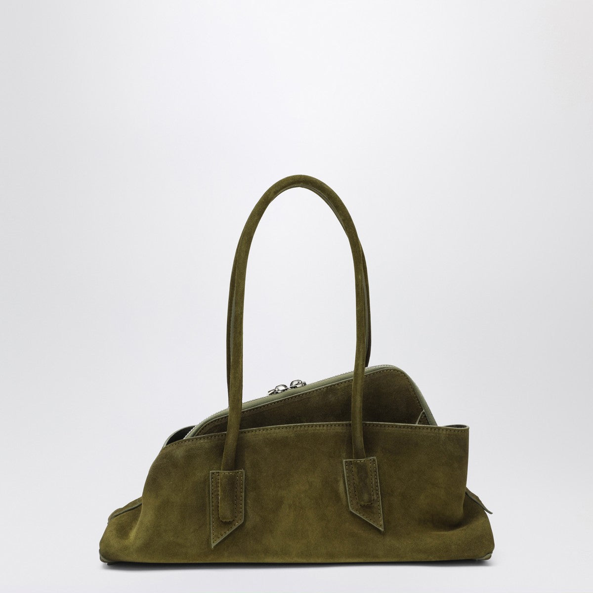 The Attico La Passeggiata Small Shoulder Bag in Beige Suede