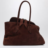The Attico La Passeggiata Medium Brushed Suede Shoulder Bag Brown