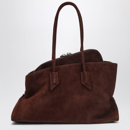 The Attico La Passeggiata Medium Brushed Suede Shoulder Bag Brown