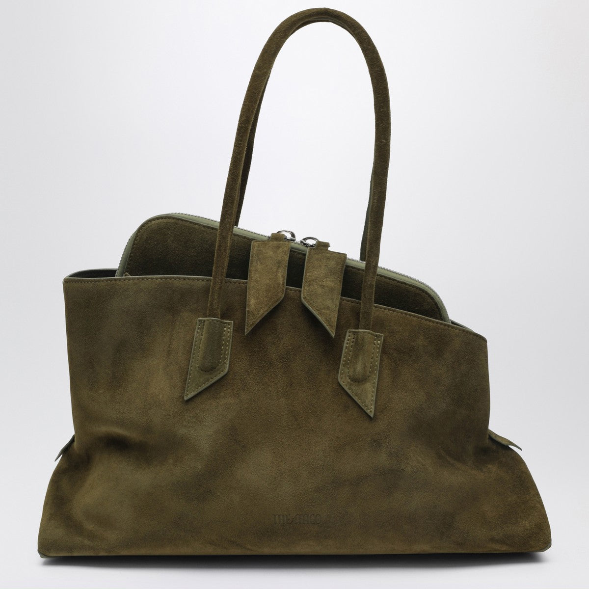 The Attico La Passeggiata Medium khaki suede shoulder bag green