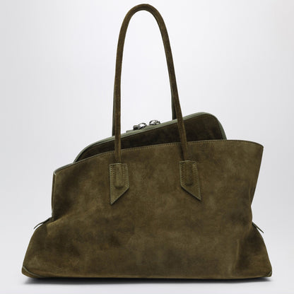 The Attico La Passeggiata Medium khaki suede shoulder bag green
