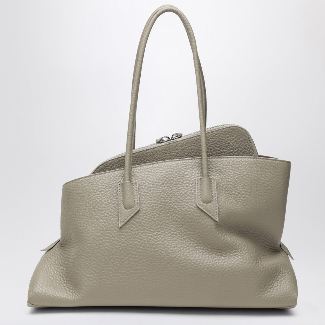 The Attico La Passeggiata Medium Grained-Leather Shoulder Bag Sand Beige
