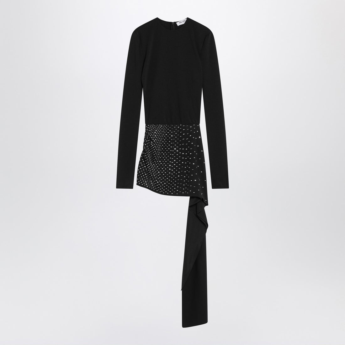 The Attico Mini Black Dress with Thermostrass and Handkerchief Skirt Black