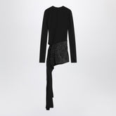 The Attico Mini Black Dress with Thermostrass and Handkerchief Skirt Black