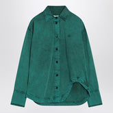 The Attico Green Cotton Shirt with Logo Embroidery Green