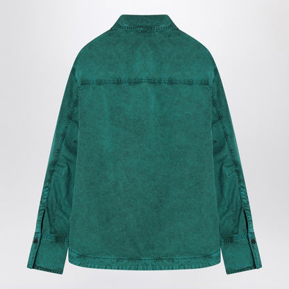 The Attico Green Cotton Shirt with Logo Embroidery Green