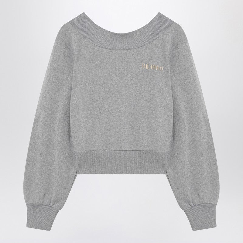 The Attico Gray Mélange and Beige Cut-Out Sweatshirt Grey