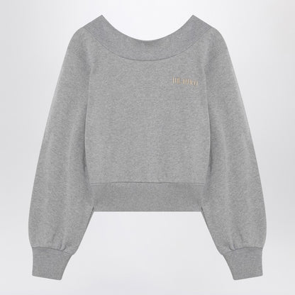 The Attico Gray Mélange and Beige Cut-Out Sweatshirt Grey