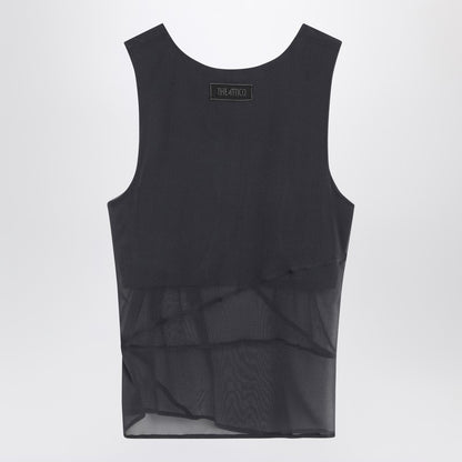The Attico Gray Silk Gathered Tank Top grey