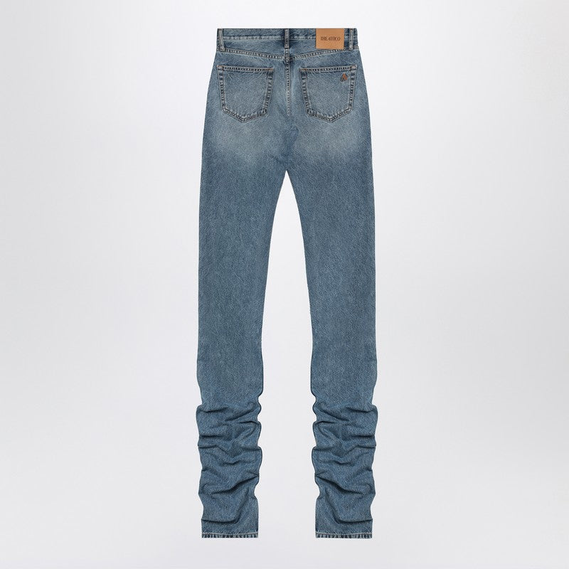 The Attico Sky Blue Extra Long Ruffled-Hem Jeans Light Blue