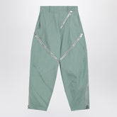 The Attico Sage Green Cotton Blend Trousers with Zipped Details Green
