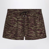 The Attico Zebra Nylon Shorts Khaki Print