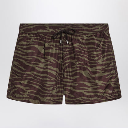 The Attico Zebra Nylon Shorts Khaki Print