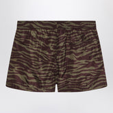 The Attico Zebra Nylon Shorts Khaki Print