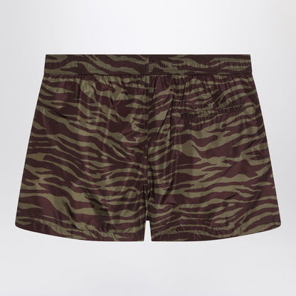The Attico Zebra Nylon Shorts Khaki Print