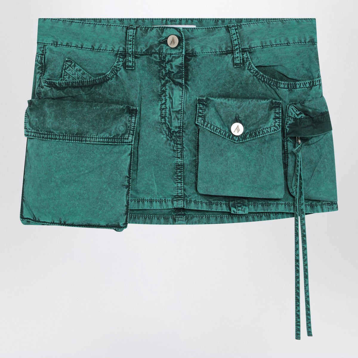 The Attico Fay Green Cargo Denim Miniskirt green