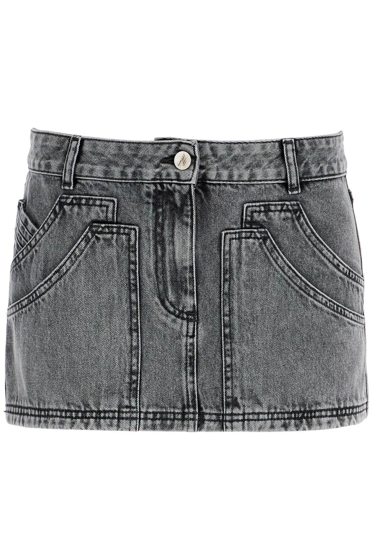 Gray slim fit denim mini skirt