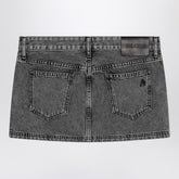 The Attico Black Denim Mini Skirt with Logo Embroidery Black