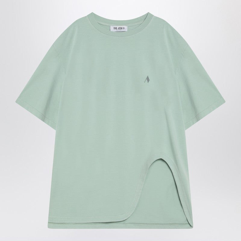 The Attico Mint Green Asymmetrical Oversized Cotton T-Shirt Green