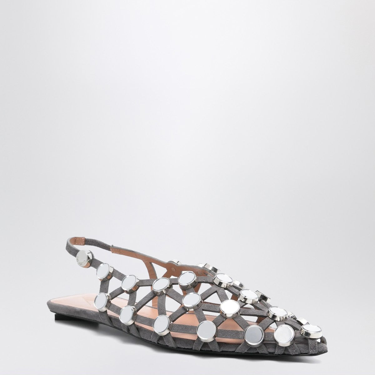 The Attico Pointed Grid Strappy Ballerina Grey