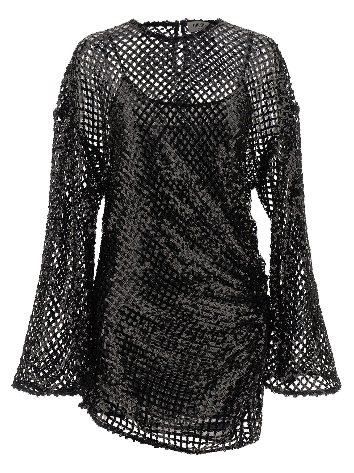 The Attico Sequin Mesh Dress Black