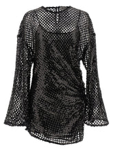The Attico Sequin Mesh Dress Black