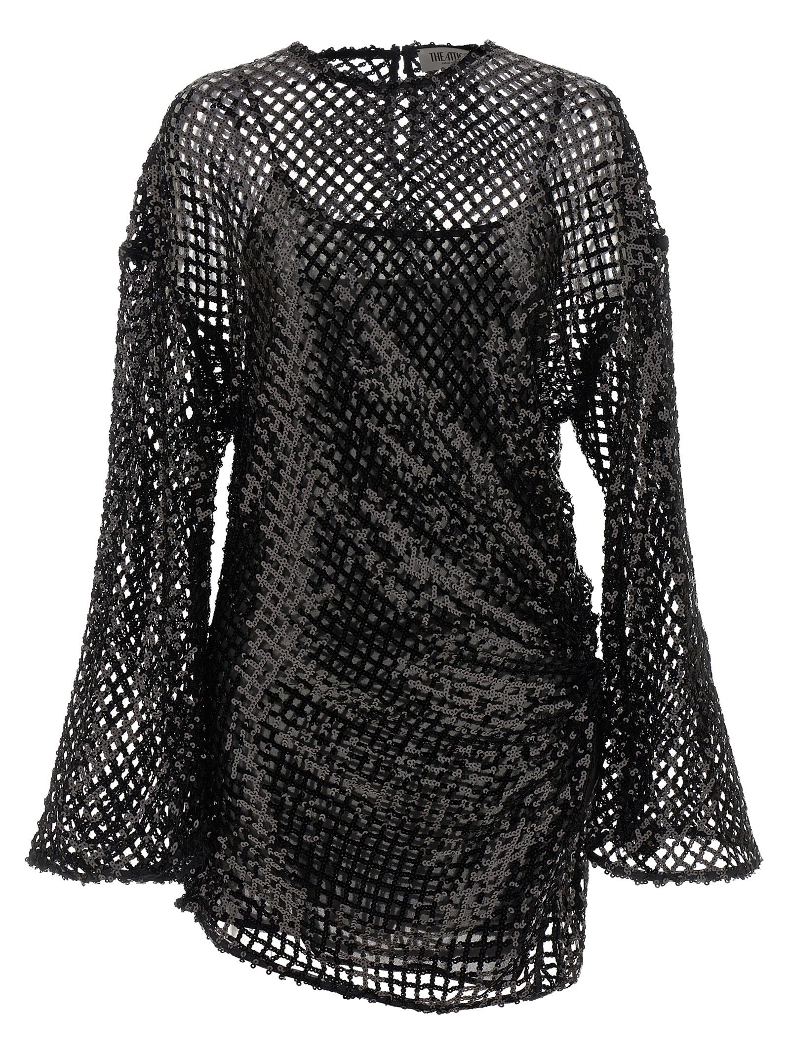The Attico Sequin Mesh Dress Black