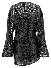 The Attico Sequin Mesh Dress Black