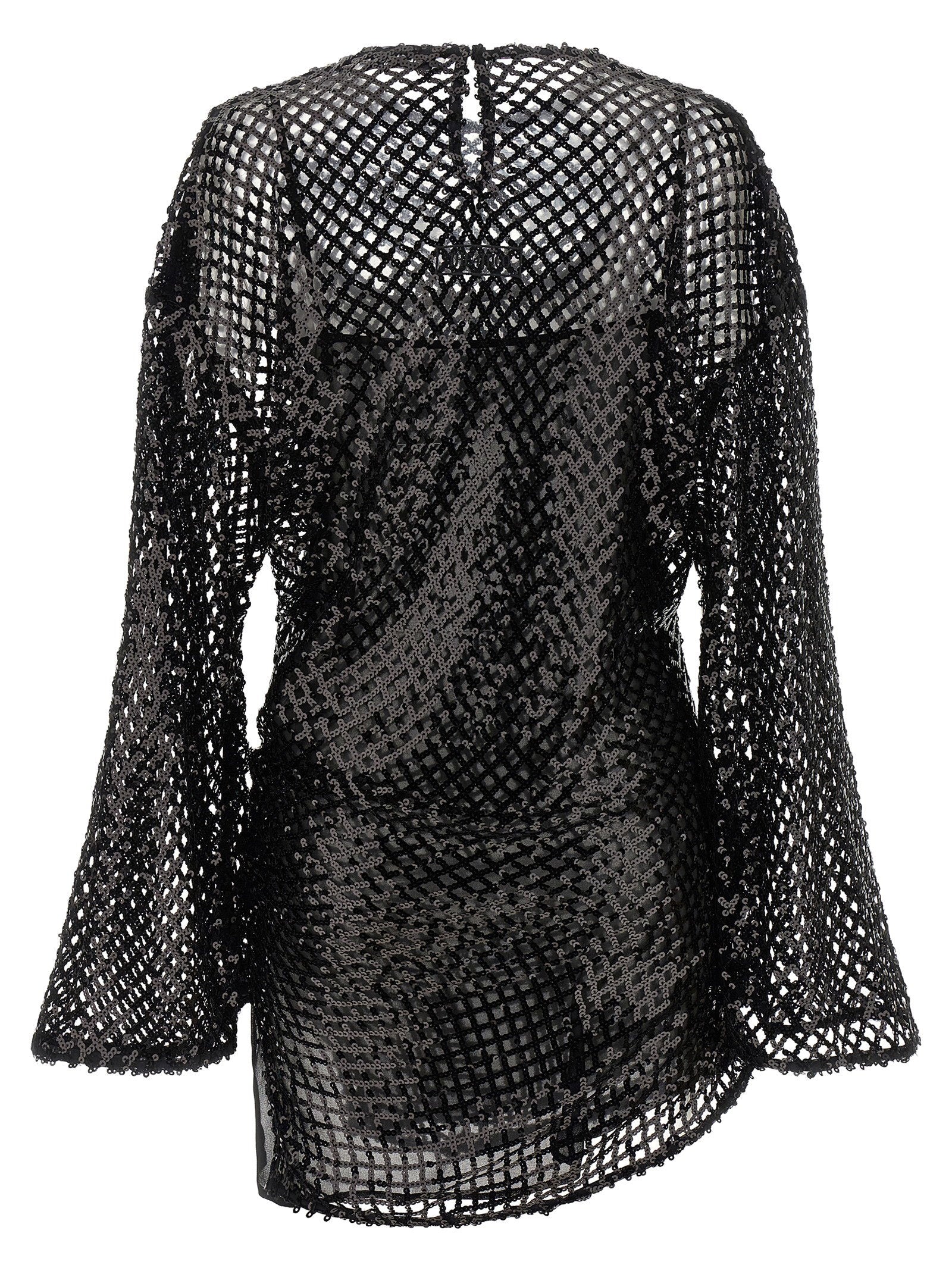The Attico Sequin Mesh Dress Black