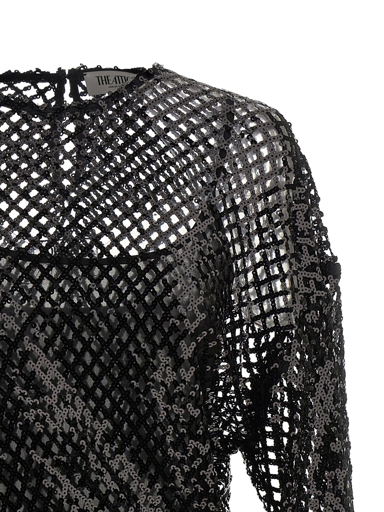 The Attico Sequin Mesh Dress Black