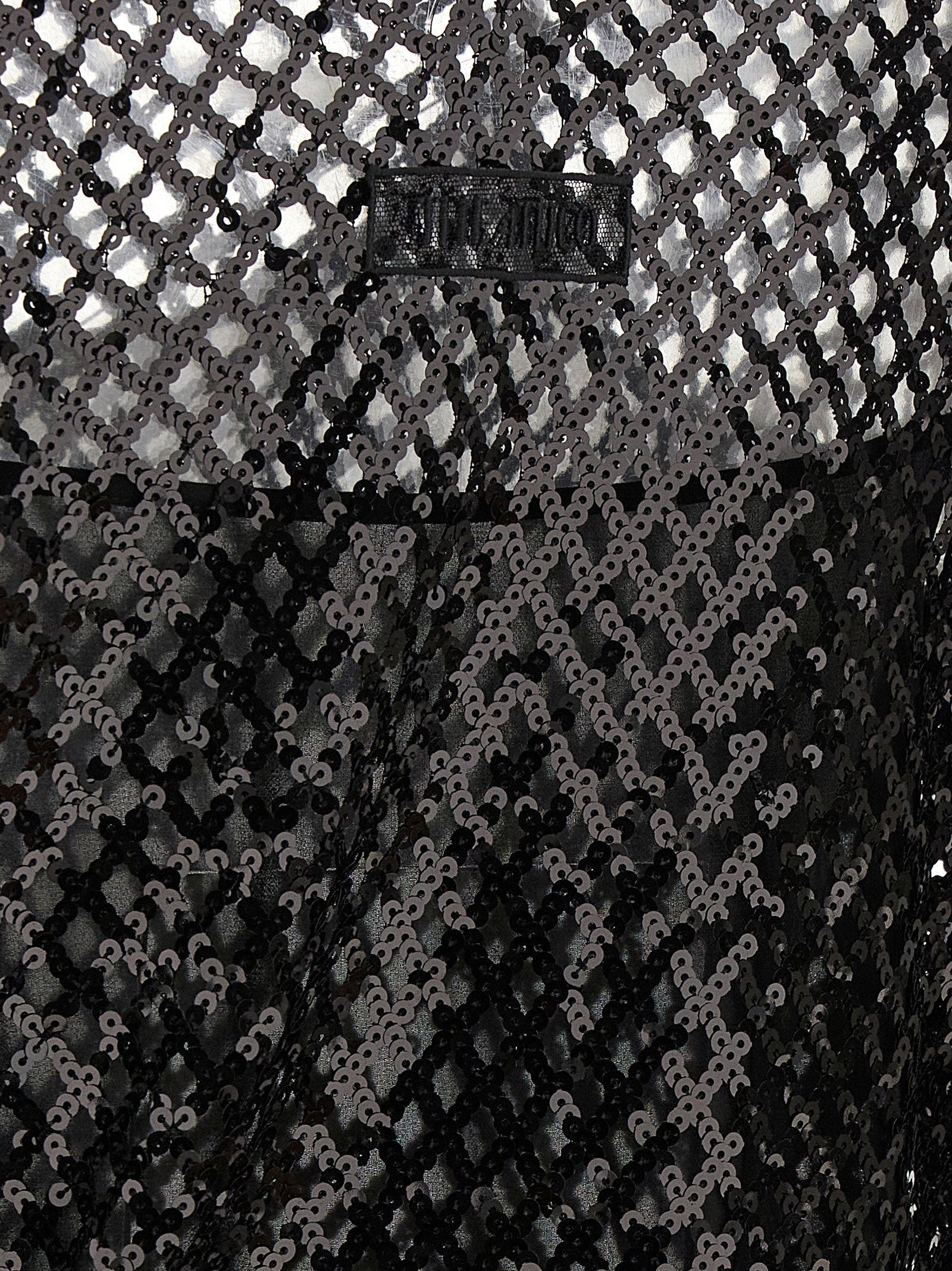 The Attico Sequin Mesh Dress Black