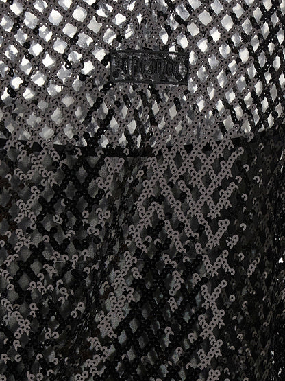The Attico Sequin Mesh Dress Black
