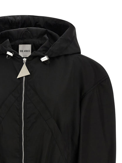 The Attico Maxi Hood Bomber Jacket Black