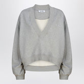 The Attico Grey Mélange Cotton Sweatshirt with Embroidered Logo Grey
