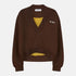 The Attico Brown Cotton Sweatshirt with Logo and Deep V-Neck brown