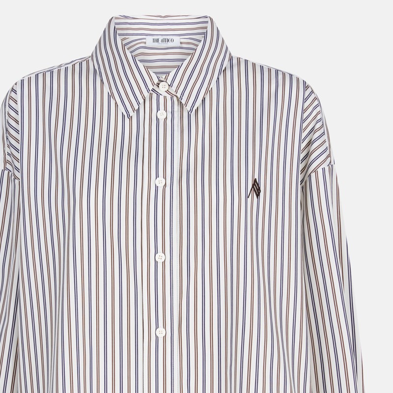 The Attico White Diana Striped Cotton Shirt Multicolor