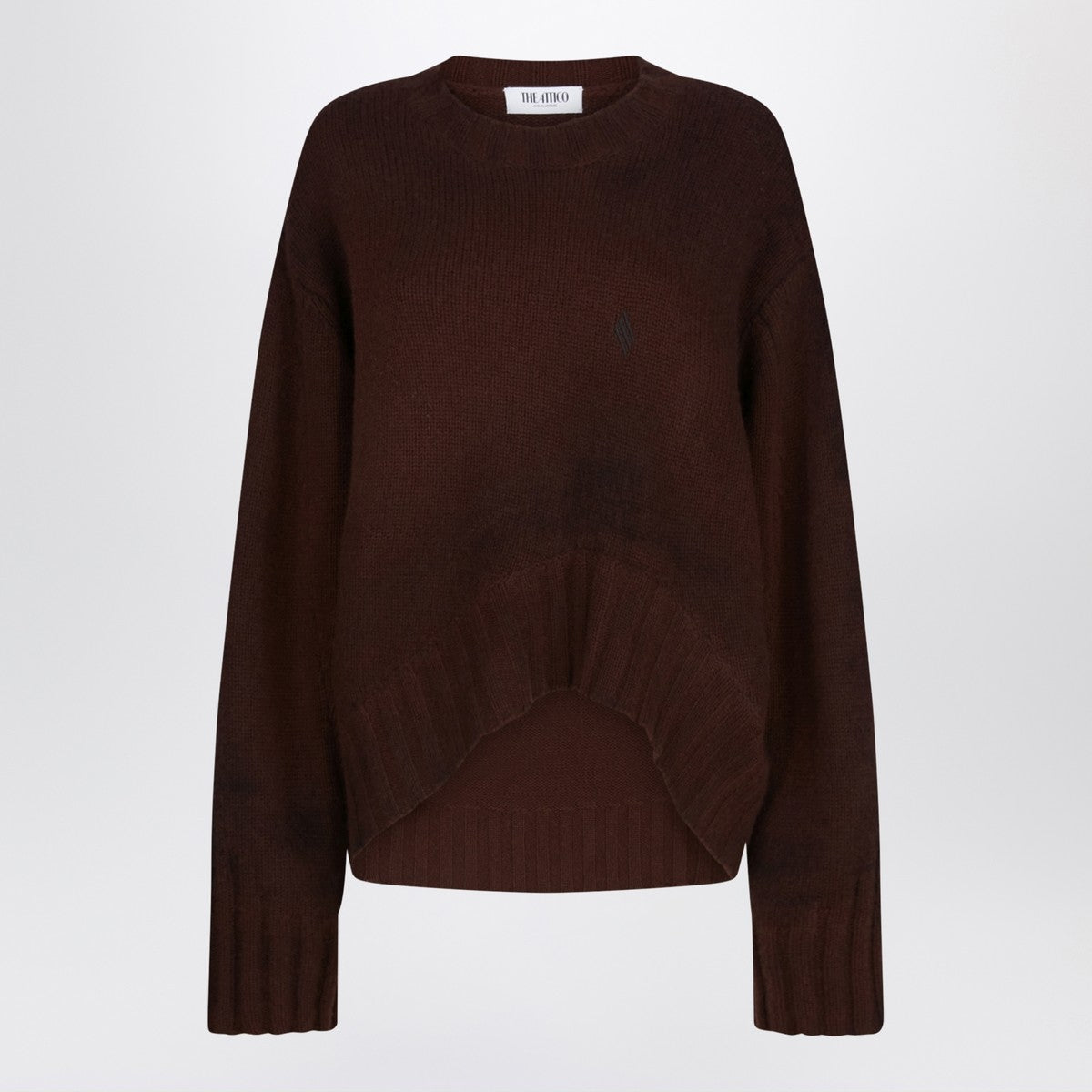 The Attico Brown Wool and Cashmere Asymmetric Sweater Brown