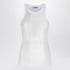 The Attico White Rhinestone Embellished Ribbed Cotton Tank Top White
