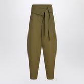 The Attico Military Green Wool Gabardine Wide-Leg Trousers Green