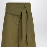 The Attico Military Green Wool Gabardine Wide-Leg Trousers Green
