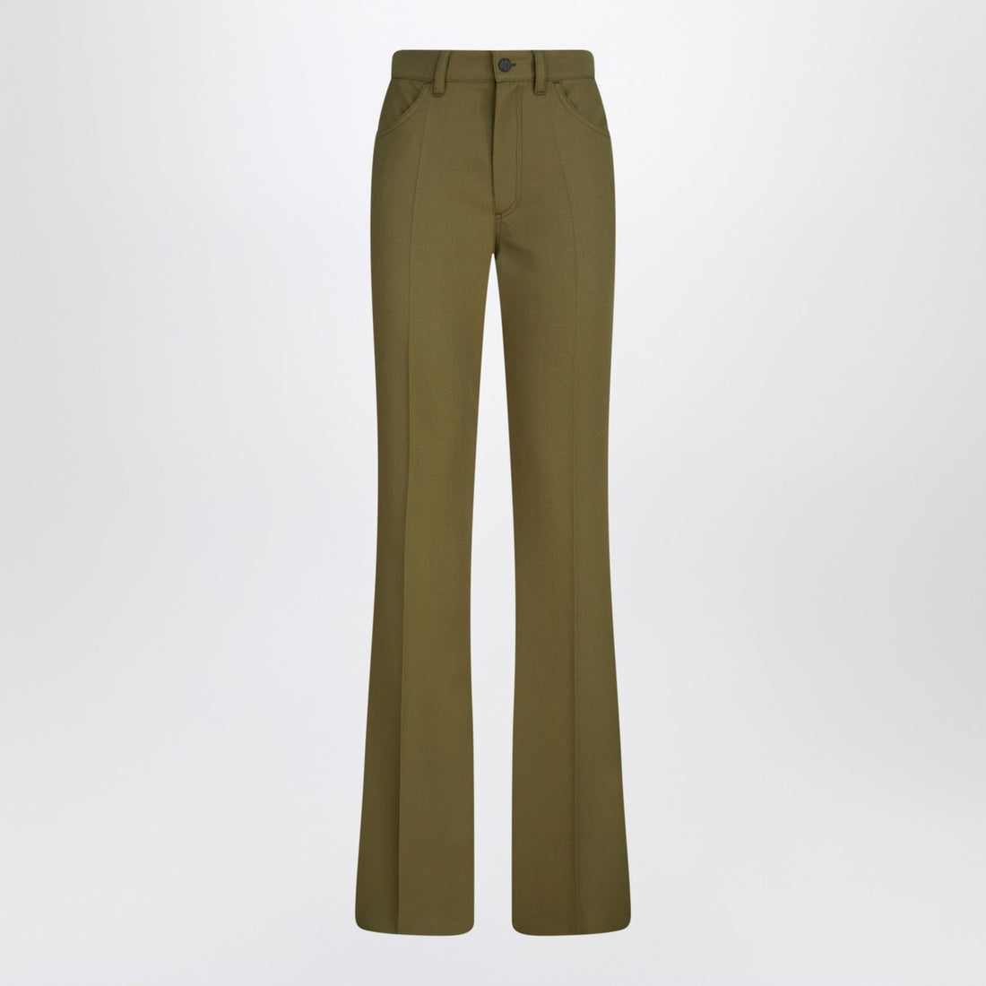 The Attico Military Green Wool Gabardine Tailored Trousers Green
