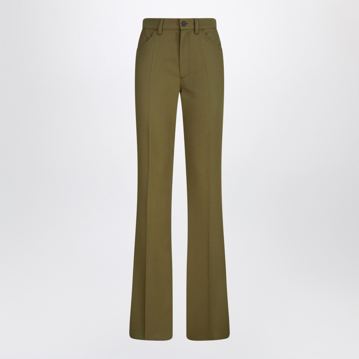 The Attico Military Green Wool Gabardine Tailored Trousers Green