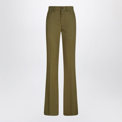 The Attico Military Green Wool Gabardine Tailored Trousers Green