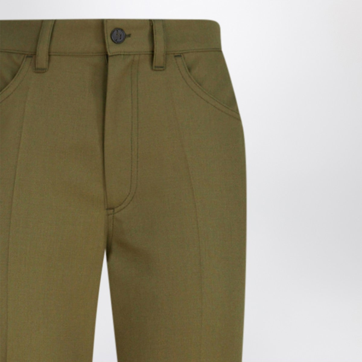 The Attico Military Green Wool Gabardine Tailored Trousers Green