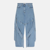 The Attico Wide-Leg Light Blue Denim Jeans with Ribbon Detailing Blue