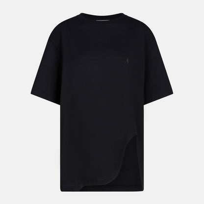 The Attico Black Cotton T-Shirt with Embroidered Logo Black