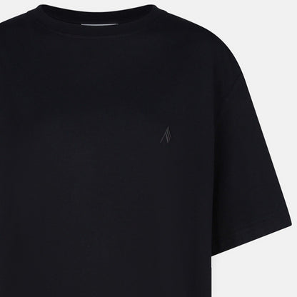 The Attico Black Cotton T-Shirt with Embroidered Logo Black